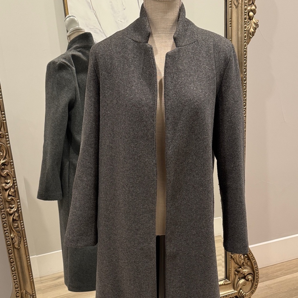 Love Tree Charcoal Open-Front Pea Coat - Picture 2 of 5